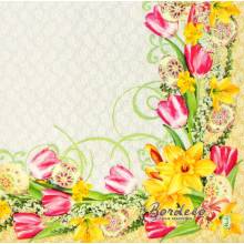 Serwetka do decoupage żonkile i tulipany 33x33 seria MAKI