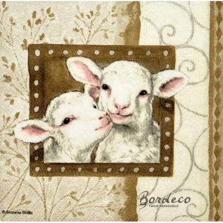 Serwetka decoupage firmy AMBIENTE baranki 33x33cm