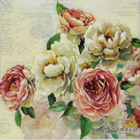 Serwetka decoupage AMBIENTE malowane róże 33x33cm