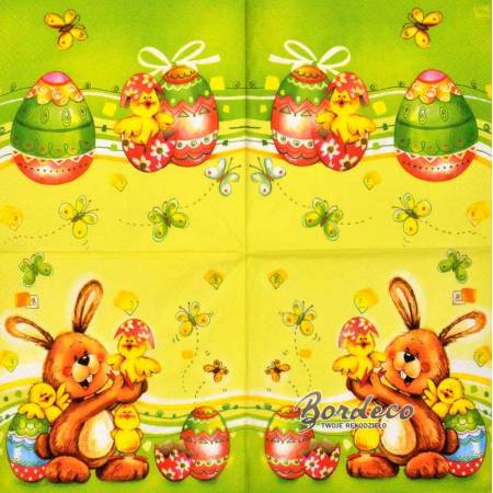 Serwetka do decoupage duży zajączek 33x33 seria DAISY