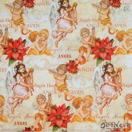 Serwetka do decoupage firmy SWEET PAC aniołki i amorki 33x33