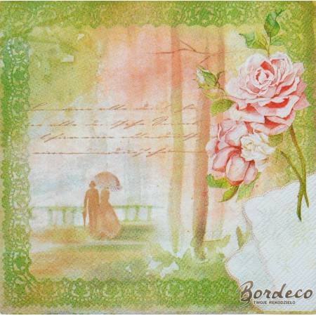 Serwetka do decoupage firmy SWEET PAC romantyczny spacer 33x33