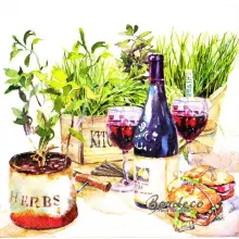 Serwetka do decoupage wino i zioła 33x33 firmy AMBIENTE