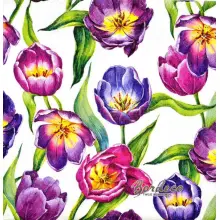 Serwetka do decoupage fioletowe tulipany 33x33 firmy IHR