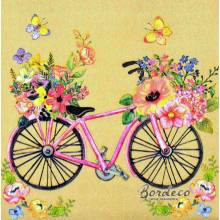 Serwetka do decoupage rower z kwiatami 33x33cm seria MAKI