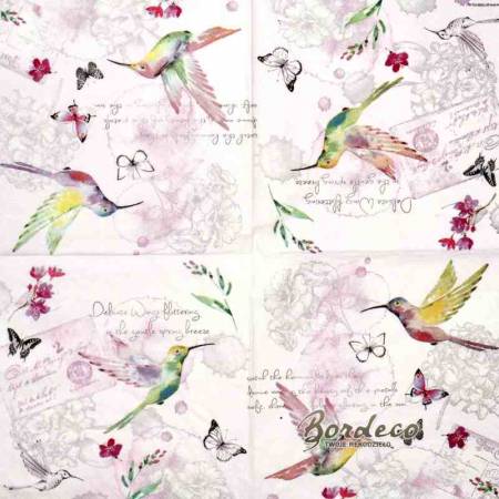 Serwetka do decoupage kolibry pastelowe 33x33 AMBIENTE