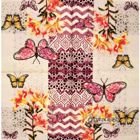 Serwetka do decoupage lilie i motyle 33x33 AMBIENTE