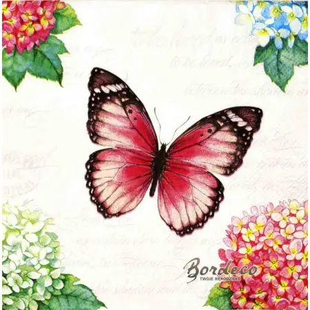 Serwetka do decoupage motyl różowy 33x33 AMBIENTE