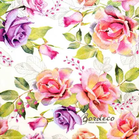 Serwetka do decoupage pastelowe róże 33x33 firma AMBIENTE