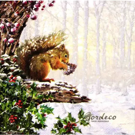 Serwetka do decoupage wiewiórka w lesie 33x33 AMBIENTE