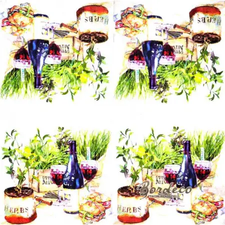 Serwetka do decoupage wino i zioła 25x25 firmy AMBIENTE