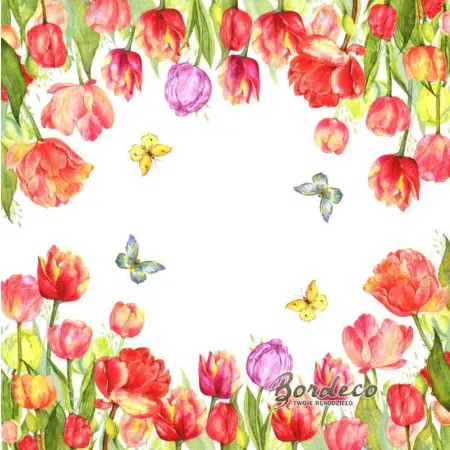 Serwetka do decoupage tulipany i motyl 33x33 seria DAISY