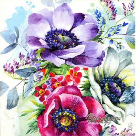 Serwetka do decoupage duże anemone 33x33 firmy IHR