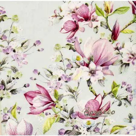 Serwetka do decoupage magnolia seledyn 33x33 IHR