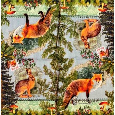 Serwetka do decoupage lis i zając 33x33 firmy NOUVEAU